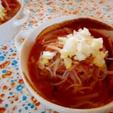 春雨ともやしとトマトのスープ